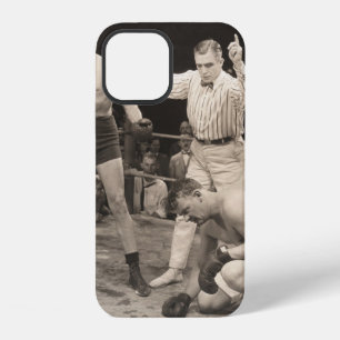 Referee counting over boxer in ringboxing, vintage iPhone 12 case