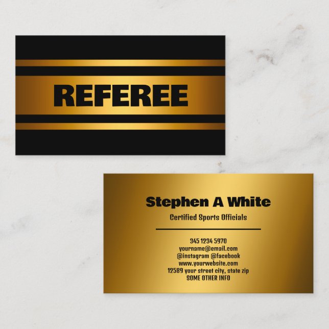 Referee Golden Business Card (Front/Back)