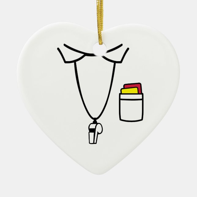 Referee red yellow card whistle ceramic tree decoration (Front)