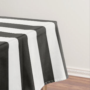 Referee Striped Classic Black & White Vertical Tablecloth