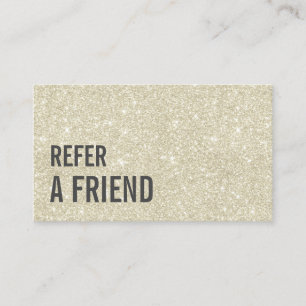 Referral Card   Elegant Ivory Glitter Beauty Salon