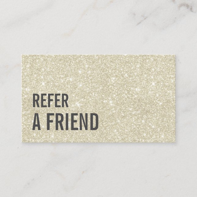 Referral Card | Elegant Ivory Glitter Beauty Salon (Front)