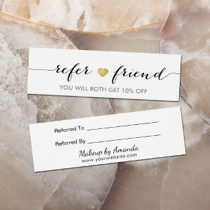 Referral Card Elegant Minimal Gold Heart Elegant