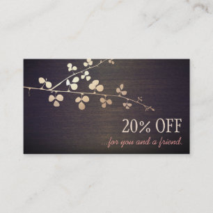 Referral Card, Elegant Zen Gold Branch Salon