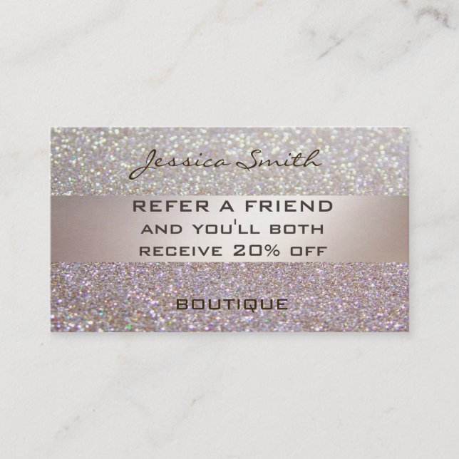 Referral card glamourous faux chic glittery (Front)