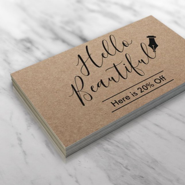 Referral Card | Hello Beautiful Salon Rustic Kraft (Creator Uploaded)