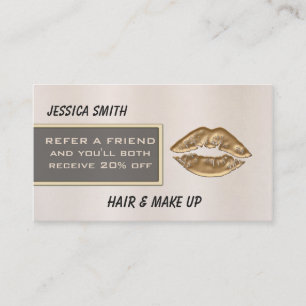 Referral card luxury brihgt rose chic gold lips