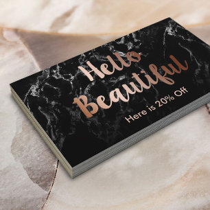 Referral Card Makeup Artist Copper Text Marble