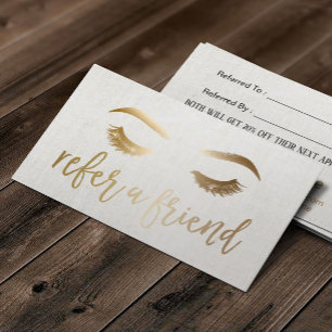 Referral Card Makeup Artist Gold Typography