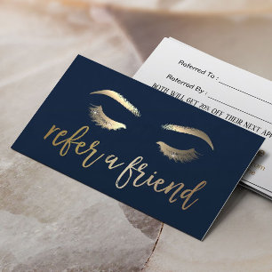 Referral Card   Makeup Artist Gold Typography Navy