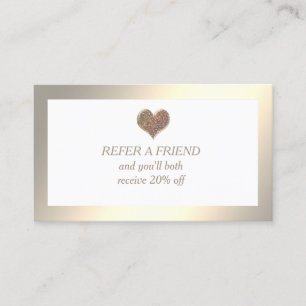 Referral card minimalist gold heart