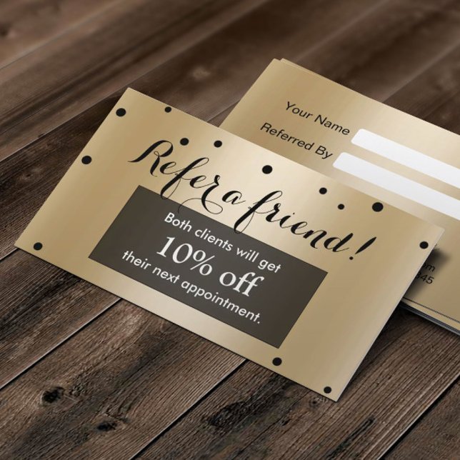 Referral Card | Modern Black & Gold Confetti Dots (Creator Uploaded)