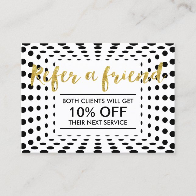 Referral Card | Modern Dots Gold Script (Front)