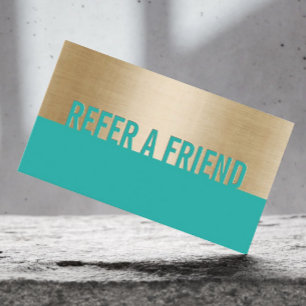 Referral Card   Modern Gold & Turquoise Classy