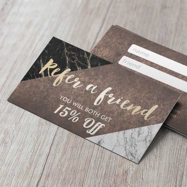 Referral Card | Modern Marble Gold Script (Creator Uploaded)