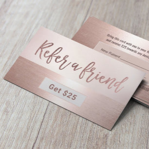 Referral Card   Modern Rose Gold Dentist Dental