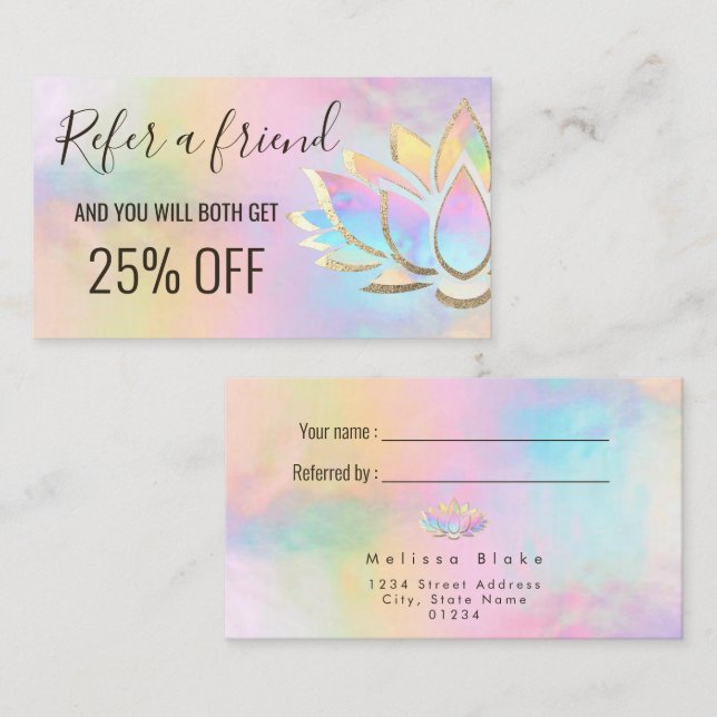 referral card pastel lotus design (Front/Back)