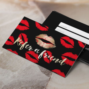 Referral Card Red Lips Pattern Makeup Artist