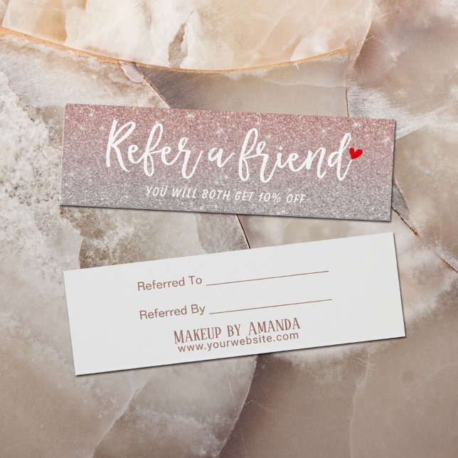 Referral Card | Rose Gold Glitter Beauty Salon (Creator Uploaded)