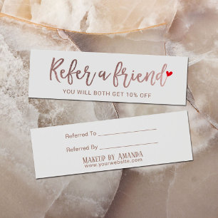 Referral Card Rose Gold Script Beauty Salon