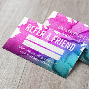 Referral Card Watercolor Stylish Dots Elegant