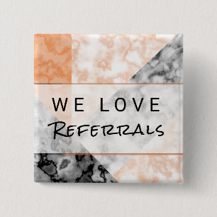 Referral Customer Loyalty Pink Marble Collage 15 Cm Square Badge