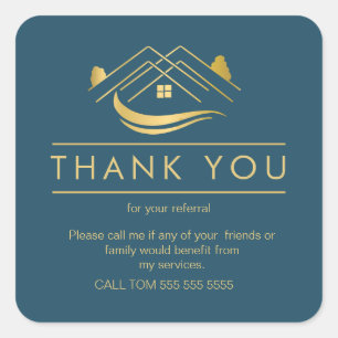 Referral Real Estate Thank You business Square Squ Square Sticker