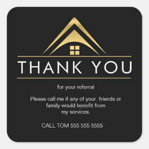 Referral Real Estate Thank You business  Square St Sticker