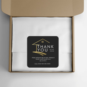 Referral Real Estate Thank You business  Square Sticker