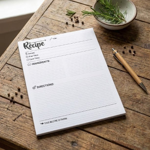 Refill Blank Recipe Pages /  Sheets   Full-Size  Notepad