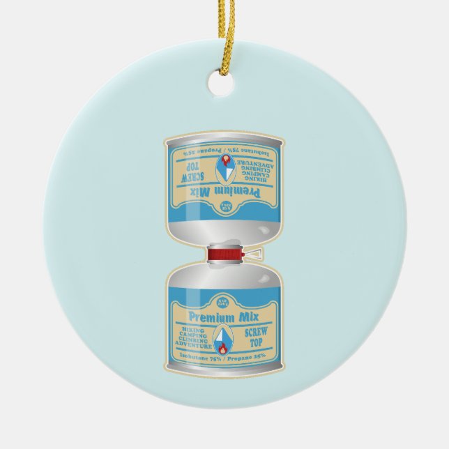 Refilling gas canisters for camp stoves ceramic tree decoration (Front)