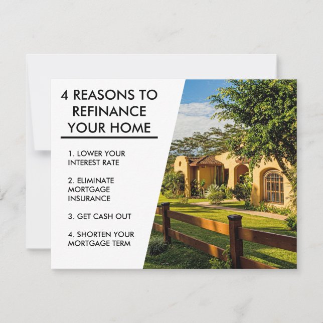 Refinance Your Home Mortgage Company Marketing Card (Front)