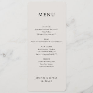 Refined Beige Calligraphy Menu