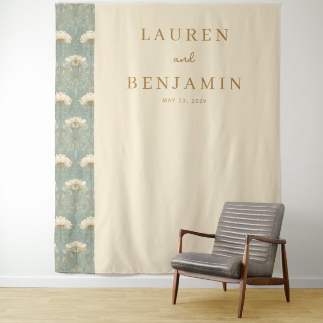 Refined Beige Floral Pattern Tapestry (In Situ)