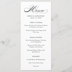 Refined   Black and White Calligraphy Menu