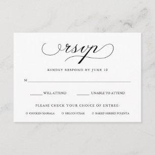 Refined Black and White RSVP with Meal Choice