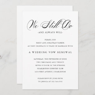Refined   Black and White Wedding Vow Renewal Invitation