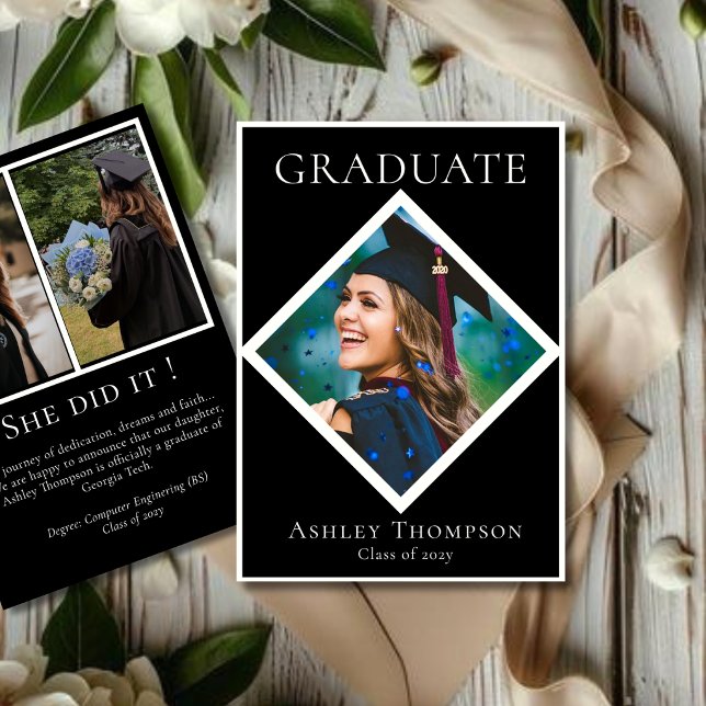 Refined Black & White Graduation Photo Announcement (Creator Uploaded)