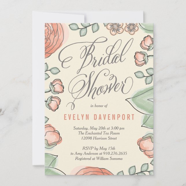 Refined Bloom Bridal Shower Invitation (Front)