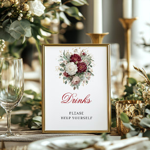 Refined Blush Burgundy Drinks Tabletop Sign