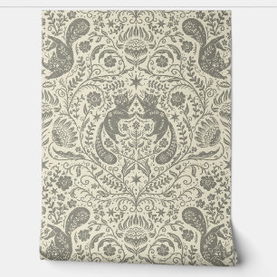 Refined Bohemian Cats - Antique Pewter Light Wallpaper