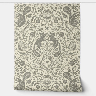 Refined Bohemian Cats - Antique Pewter Light Wallpaper