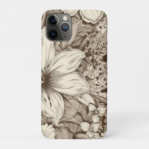 Refined Botanical Motif in Soft Sepia Tones Case-Mate iPhone Case