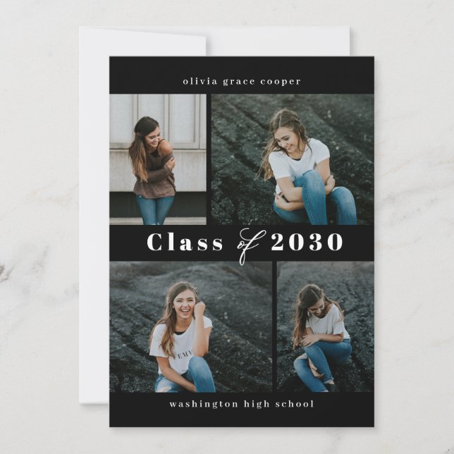 Refined Collage EDITABLE COLOR Graduation Invitati Invitation (Front)