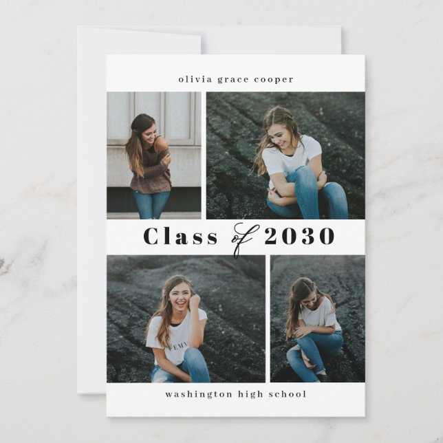Refined Collage EDITABLE COLOR Graduation Invitation (Front)