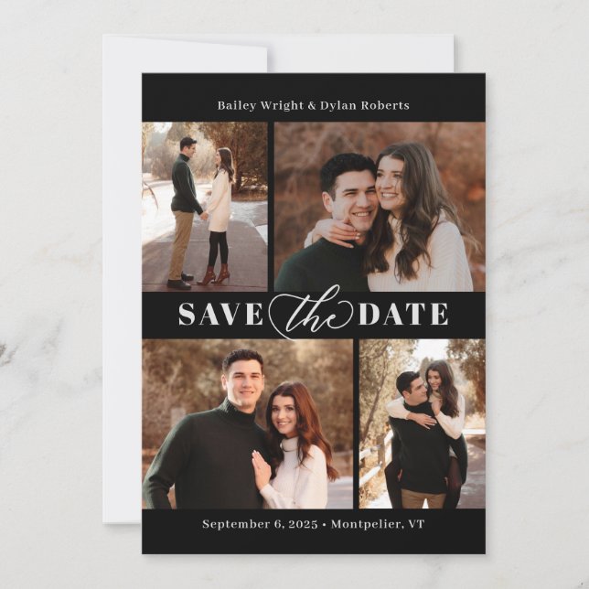 Refined Collage Editable Colour Save The Date Card (Front)
