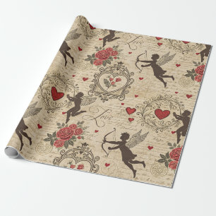 Refined Cupid Valentine Ornate Victorian Wrapping Paper