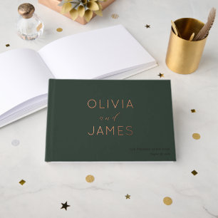 Refined Dark Green Calligraphy Guest Book