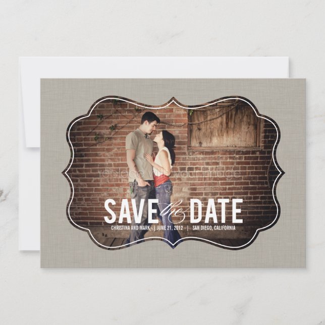 Refined Elegance Photo Save The Date - Khaki (Front)