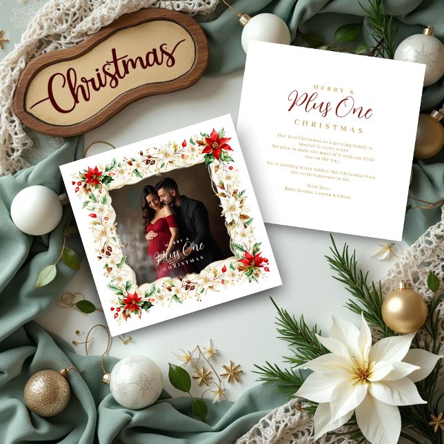 Refined Exquisite Floral Christmas Frame Photo Holiday Card (Refined and Exquisite Floral Christmas Frame Holiday Cards for Growing Families with Family Photo. )